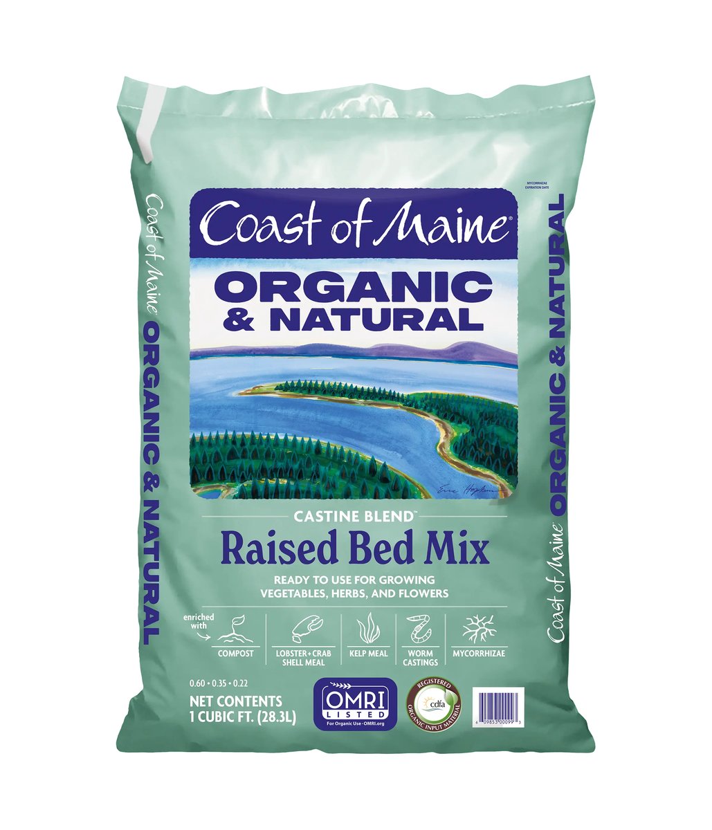 Bag of Coast of Maine raised bed mix.
